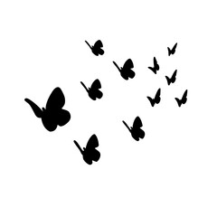 group silhouette of flying butterfly