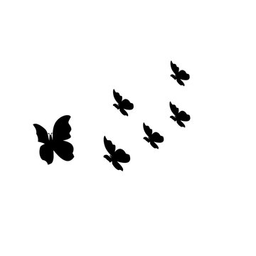 group silhouette of flying butterfly