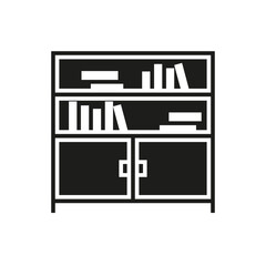 Furniture bookcase black glyph icon on white background