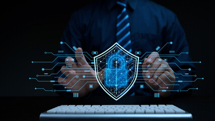 Technology security.Protection network,safe data. Cybersecurity and privacy concepts to protect data. Lock icon and internet network security technology.