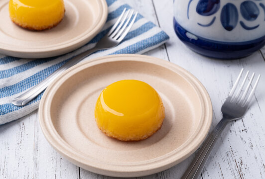 Quindim, traditional egg and coconut brazilian dessert