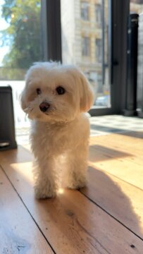Two charming miniature dogs are joyfully interacting and playing.