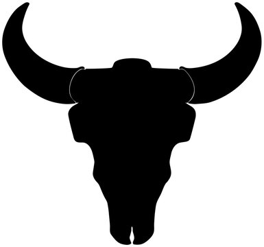 recommend clip art: American Bison skull silhouette with horns, isolated 