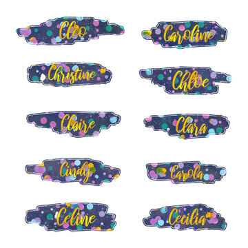 stickers with girl names, starting with letter C, printable