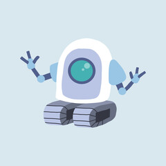 Cute robot helper vector doodle illustration, artificial intelligence machine.