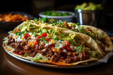 Mouthwatering Taco Fiesta: Loaded Shell with Cheese, Meat, and Crisp Lettuce