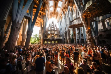 Tuinposter Captivating Views Inside the Sagrada Familia: Columns and Ceilings © Andrii 