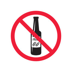 Forbidden beer vector icon. Warning, caution, attention, restriction, label, ban, danger. No beer flat sign design pictogram symbol. No beer icon