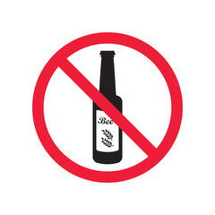 Forbidden beer vector icon. Warning, caution, attention, restriction, label, ban, danger. No beer flat sign design pictogram symbol. No beer icon
