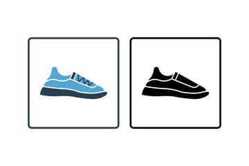 Sneakers Icon. Icon related to clothes icon set. solid icon style. Simple vector design editable