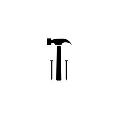 Hammer and nails icon isolated on white backgrounde