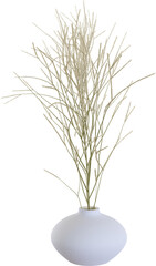 3d render rustic elegance: dried flowers in a ceramic vase