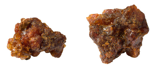 Myrrh resin isolated on white background.