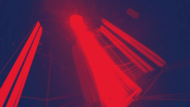 Red glowing particles and lights animation 