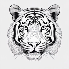 line drawing of chinese zodiac - tiger with Generative AI.