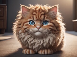 A cat as a fluffy fur ball