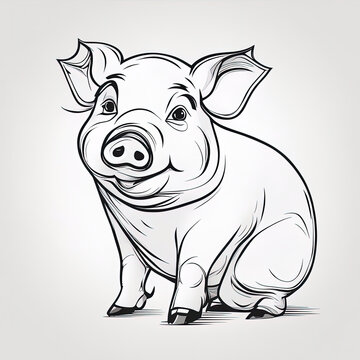 line drawing of chinese zodiac - pig with Generative AI.