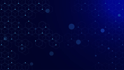 Abstract molecular structure concept with hexagon pattern. Big data visualization, network connection, global communication, science and technology background.