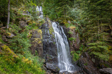 Beautiful waterfall in the Vosges area of France named 'de tendon' This photo is of the large waterfall named 'Grande Cascade de Tendon'