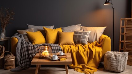 Modern Bohemian Living Room Decor | Stylish Gray Sofa Composition