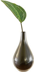 3D Render Botanical Leaves in Black Vase