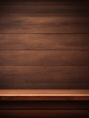 Empty wooden shelf on wooden wall, wooden shelf for showing product