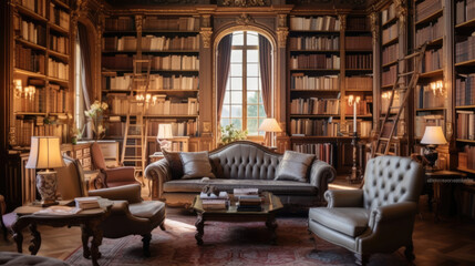A beautiful library with a luxury interior