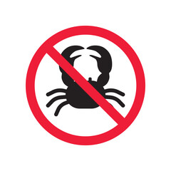 Forbidden crab crayfish vector icon. Warning, caution, attention, restriction, label, ban, danger. No lobster flat sign design pictogram symbol. No sea crab lobster icon © Elchin