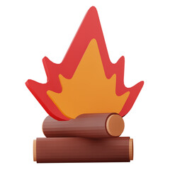 3d render camfire illustration with transparent background