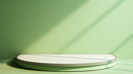 3d render of podium in green room with shadow from the window.