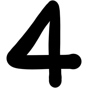 Black number 4 isolated on transparent background 