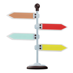 3d render road sign illustration with transparent background