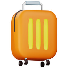 3d render travel luggage illustration with transparent background