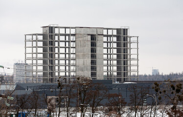 Construction of an office high-rise building in the city of Kyiv, Ukraine, Vynagradar district.