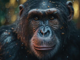 Ape monkey portrait created with Generative AI technology