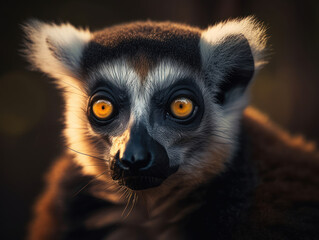 Fototapeta premium Lemur monkey portrait created with Generative AI technology