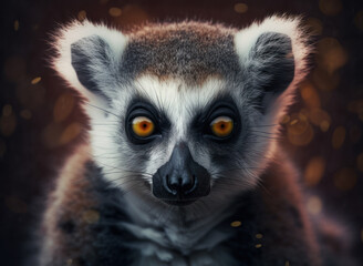 Fototapeta premium Lemur monkey portrait created with Generative AI technology