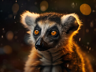 Fototapeta premium Lemur monkey portrait created with Generative AI technology