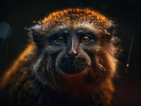Liama monkey portrait created with Generative AI technology