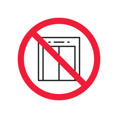 Forbidden elevator vector icon. Warning, caution, attention, restriction, label, ban, danger. No lift elevator flat sign design pictogram symbol. No elevator icon