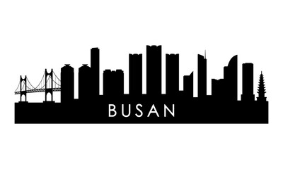 Obraz premium Busan skyline silhouette. Black Busan city design isolated on white background.