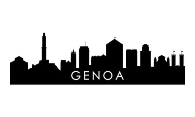 Naklejka premium Genoa skyline silhouette. Black Genoa city design isolated on white background.