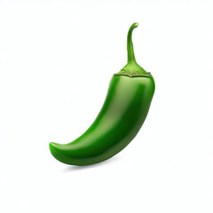 Single green jalapeno isolated on transparent or white background, png Generative AI 