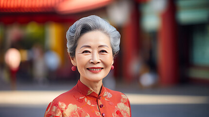 portrait of a smiling old Asian woman