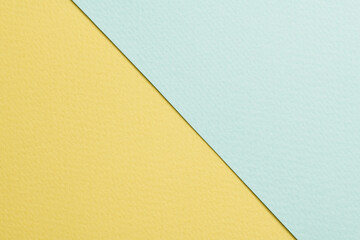 Rough kraft paper background, paper texture azure yellow colors. Mockup with copy space for text.