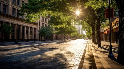 Fototapeta premium Classical architecture and urban roads, empty road in the city