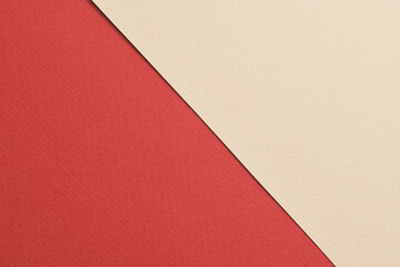Rough kraft paper background, paper texture beige red colors. Mockup with copy space for text.