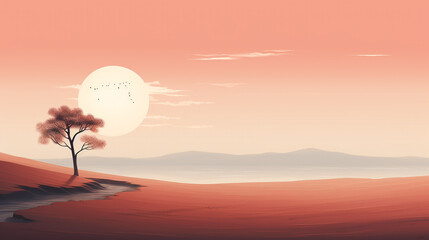sunset over the desert. Generative Ai. 