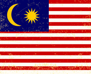 flag of Malaysia Vector with old vintage texture