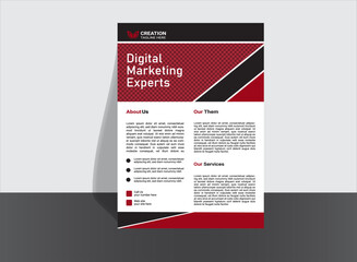 Corporate business flyer template design set with  red and black color. 